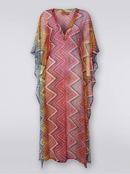 Missoni Dresses & Skirts - NWT Missoni Multicolor Zigzag V-Neck Kaftan rainbow sheer swimsuit coverup
